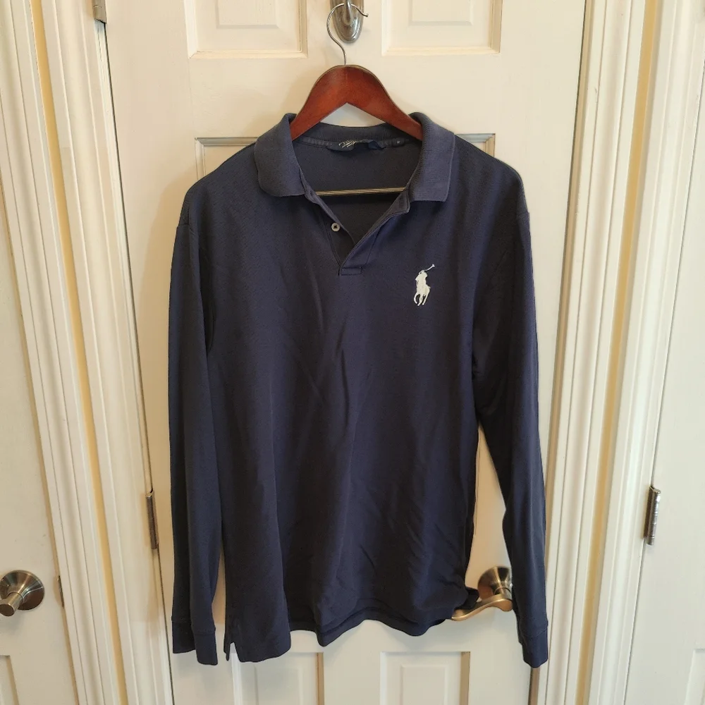 Men's polo golf long sleeve Large